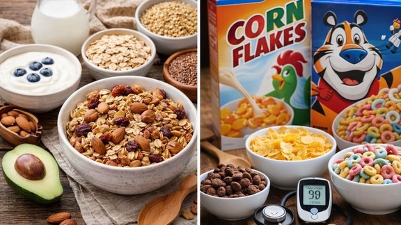breakfast, breakfast cereals, cereal, healthiest breakfast cereals, best cereal for weight loss, cereal low in sugar high in fiber, muesli vs granola vs cornflakes,