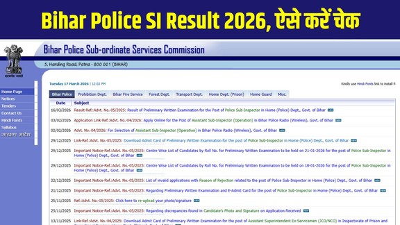 Bihar SI Result 2026, BPSSC SI Result 2026, Bihar Police SI Prelims Result, bpssc.bihar.gov.in Result, Bihar Daroga Result 2026, Bihar Police SI Cut-off, BPSSC SI Merit List