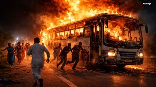 Bus fire, MLA in Bus, hindi news