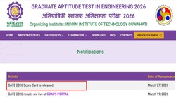 GATE 2026: गेट 2026 का स्कोरकार्ड जारी, gate2026.iitg.ac.in पर डायरेक्ट लिंक से डाउनलोड करें कैंडिडेट