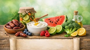 Gut Health Foods 2026, Best Foods for Digestion, Probiotic Foods, Prebiotic Foods, Greek Yogurt Benefits, Fermented Pickles, Fresh Dates Benefits