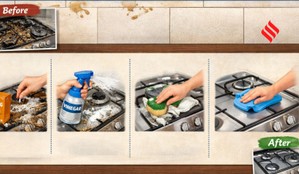 remove sticky grease stainless steel, clean stainless steel stove