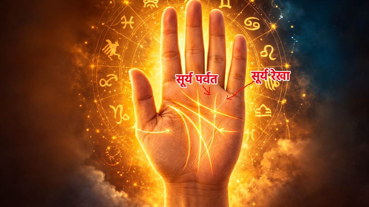 हथेली में सूर्य रेखा और सूर्य पर्वत