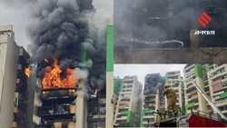 गाजियाबाद के इंदिरापुरम की ग्रीन एवेन्यू सोसाइटी में भीषण आग, 5-6 फ्लैटों तक फैली लपटें, देखें तस्वीरें