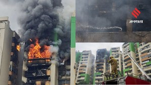 गाजियाबाद के इंदिरापुरम की ग्रीन एवेन्यू सोसाइटी में भीषण आग, 5-6 फ्लैटों तक फैली लपटें, देखें तस्वीरें
