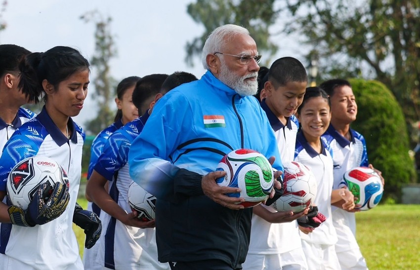 PM Modi Football Session in Gangtok Sparks Social Media Frenzy
