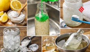 clean glass bottles, remove stains from glass jars, cloudy glass bottle cleaning
