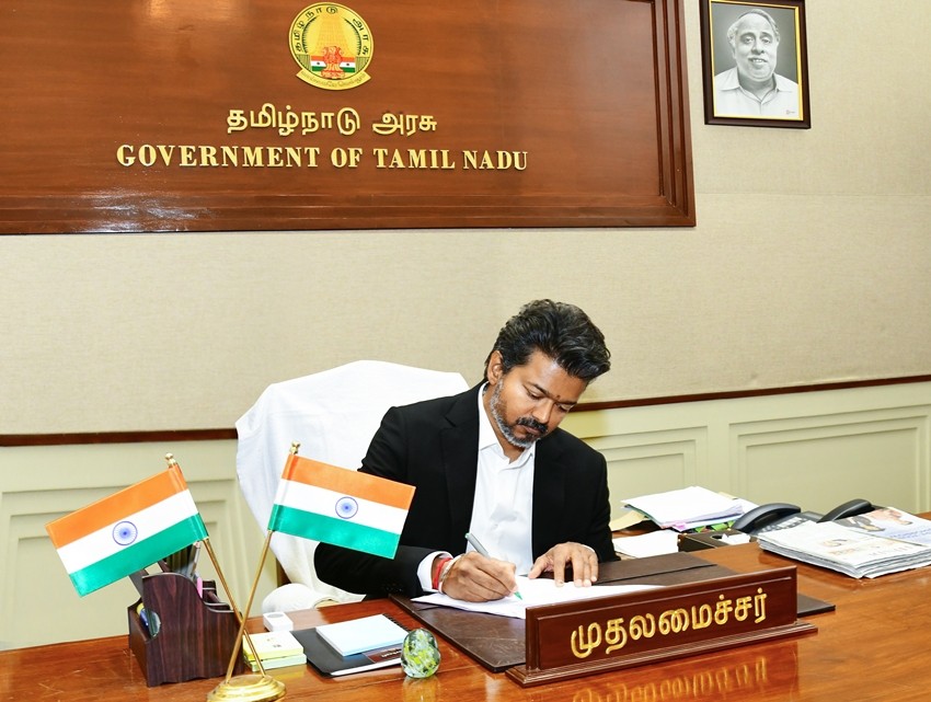 Newly-sworn Tamil Nadu Chief Minister C. Joseph Vijay assumes the office