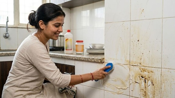 Tile ki Chiknai kaise Hataye | kitchen-grease-cleaning-tips-hindi | kitchen-tiles-cleaning-home-remedies