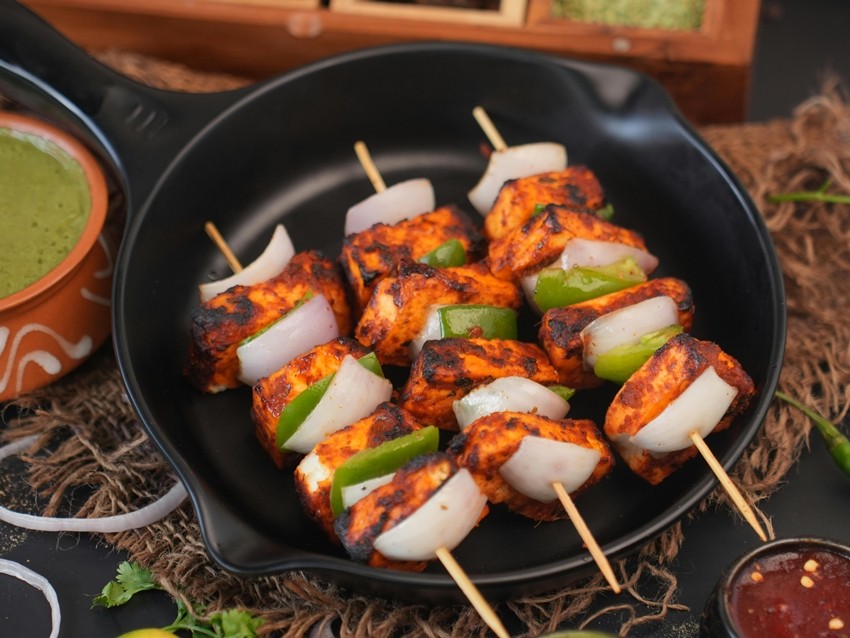 Spiced paneer cubes