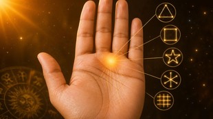 surya parvat par star ka nishan, lucky signs on sun mount, surya parvat palmistry
