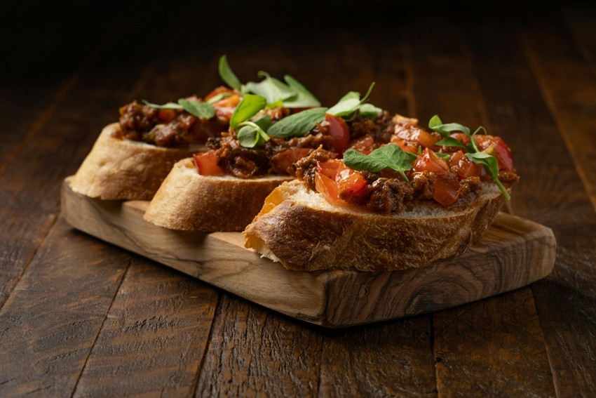 Tomato and Stone Fruit Crostini
