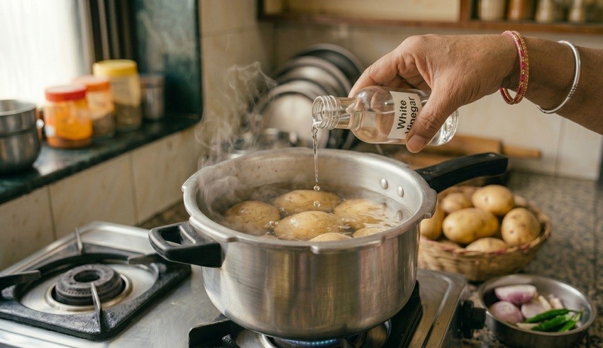 add a small amount of vinegar to the water