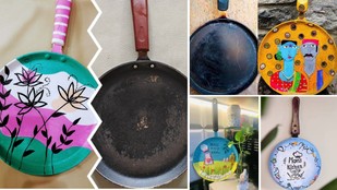 purane pan se kya banaye | old-pan-diy-wall-art-ideas-best-out-of-waste | old-pan-upcycling-home-decor-tips