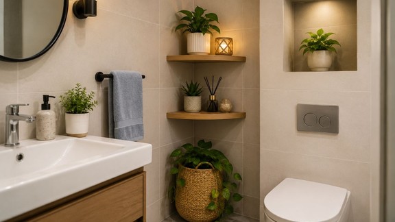 bathroom corner decor ideas | bathroom ke corner ko kaise sajaye | small bathroom decor ideas