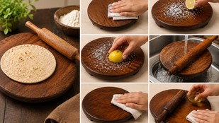wooden chakla belan cleaning tricks | lakdi ka chakla belan saaf karne ka tarika | how to clean wooden chakla belan