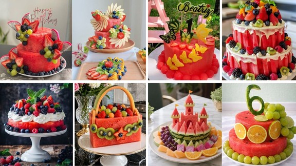 tarbuj cake | Tarbuj cake recipe | Fresh fruit watermelon cake recipe
