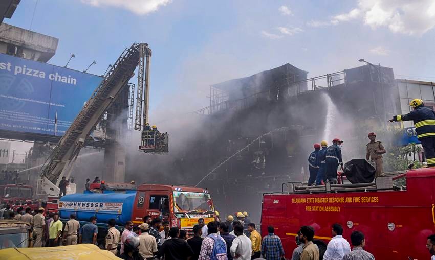 Firefighters at the site