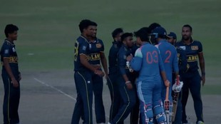 vaibhav suryavanshi, vaibhav suryavanshi fight with sri lanka player, india a vs sri lanka a, ind a vs sl a, icc rule for pushing a player, vaibhav fight, ind a vs sl a super over, Vishen Halambage