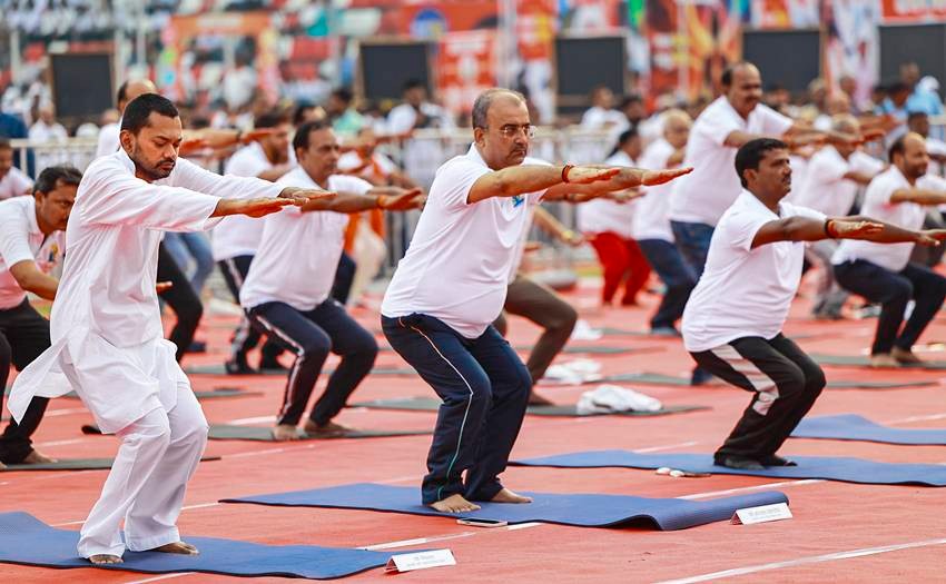 Indian Leaders Perform Yoga