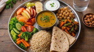 FSSAI healthy plate formula, dal chawal vs roti sabzi health benefits, balanced indian diet chart FSSAI, healthy plate ratio for weight loss, what should be in a healthy indian meal,
