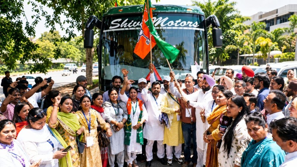 बीजेपी की पंजाब इकाई ने 'पंच तीर्थ यात्रा' शुरू की। (Image Source: Express photo/Special arrangement. Image enhanced using AI).