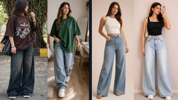 Baggy vs Wide Leg Jeans Difference | Baggy jeans styling tips | Wide Leg Jeans styling tips
