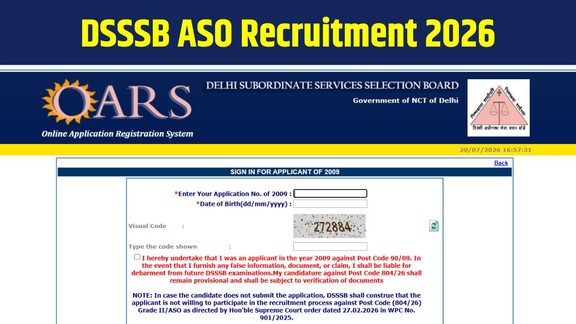 DSSSB ASO Recruitment 2026, DSSSB Recruitment 2026, DSSSB ASO Apply Online, DASS Grade II Recruitment, DSSSB 606 Vacancy, DSSSB Post Code 804/26