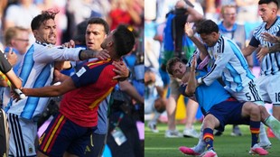 Argentina vs Spain fight, Argentina Spain clash, Leandro Paredes Eric Garcia fight