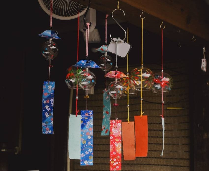 Glass and crystal wind chimes