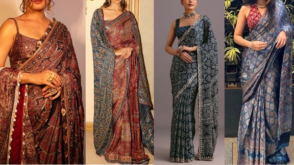 ajrakh saree styling ideas | tips to style ajrakh saree | ajrakh saree
