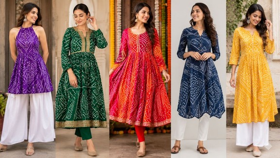 bandhani print kurti designs | bandhani print kurti | fashion tips