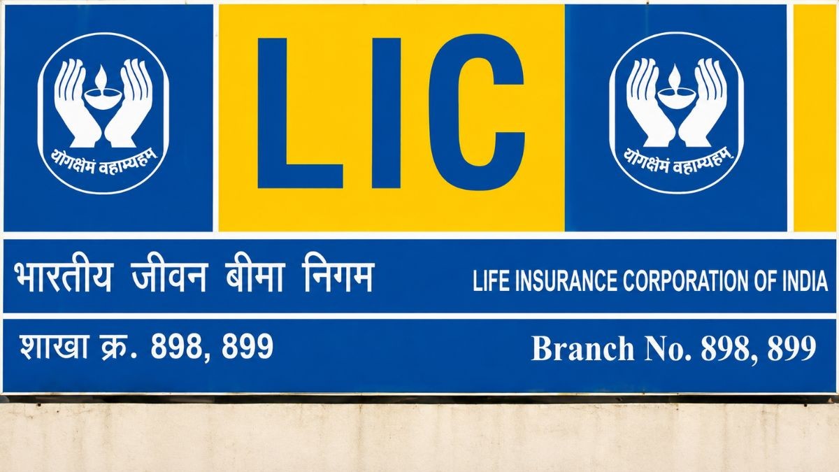 LIC branding accompanying a report on the government's planned stake sale