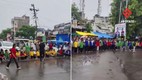 Schoolgirls Brave Rain to Protest on Lucknow Road Over Teachers and Food