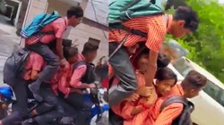 यूपी के मेरठ में एक बाइक पर 6 स्कूली छात्र, एक-दूसरे के कंधे पर बैठकर किया खतरनाक स्टंट, VIDEO वायरल