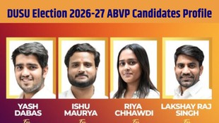 DUSU Election 2026-27, DUSU Election 2026, ABVP DUSU Candidates 2026, ABVP DUSU Panel 2026 Yash Dabas Profile, Ishu Maurya Profile, Riya Chhabri Profile, Lakshyaraj Singh Profile, DUSU Election Candidates 2026