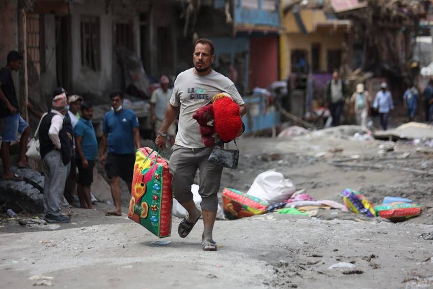 After Flash Flood Nepal people
