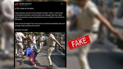 Fact Check: पुलिसकर्मी ने महिला सफाई कर्मचारी को नहीं मारी लात, AI-जनरेटेड है वायरल तस्वीर