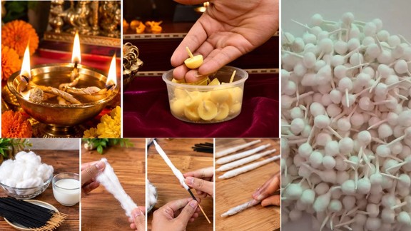 how to make cotton wicks for diya | batti kaise banaen | tricks to make diya batti