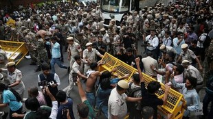 CEC protest Gyanesh Kumar, Chief Election Commissioner Gyanesh Kumar, CEC Gyanesh Kumar resignation, Delhi CEC protest Gyanesh Kumar, Jantar Mantar protest Gyanesh Kumar, AAP protest Delhi, AISA protest, Neha Bora detained,
