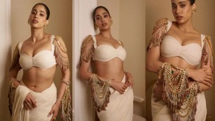 Janhvi Kapoor, Janhvi Kapoor sari, Janhvi Kapoor Paris, Baft-e-Hawa, Bengal muslin sari