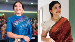 रश्मिका मंदाना ने पहनी ‘MS Blue’ कांजीवरम साड़ी, लुक में दिखी एम. एस. सुब्बुलक्ष्मी की झलक