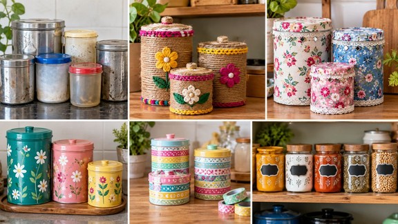 kitchen ke dibbe ko naya kaise banaen | how to decorate old kitchen boxes | kitchen container decor ideas