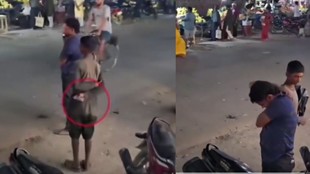 viral video theft,crowded public safety,thief distraction techniques,thief spraying neck,backpack stolen in public,street theft awareness,itching powder theft,