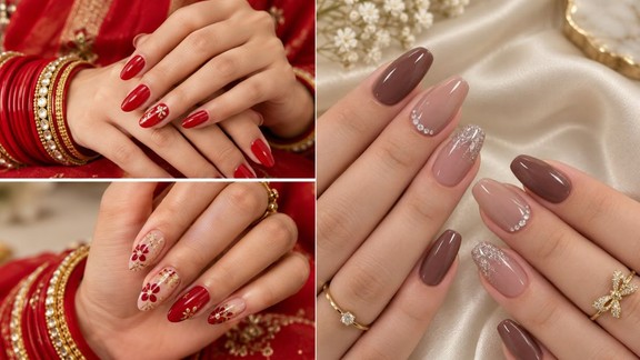 latest nail art designs for karwa Chauth | karwa Chauth nail art designs | nail art designs for red saree
