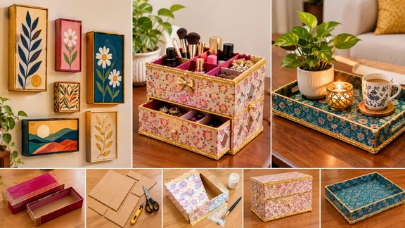 saree empty box reuse ideas | saree box diy ideas | how to use saree box for decor